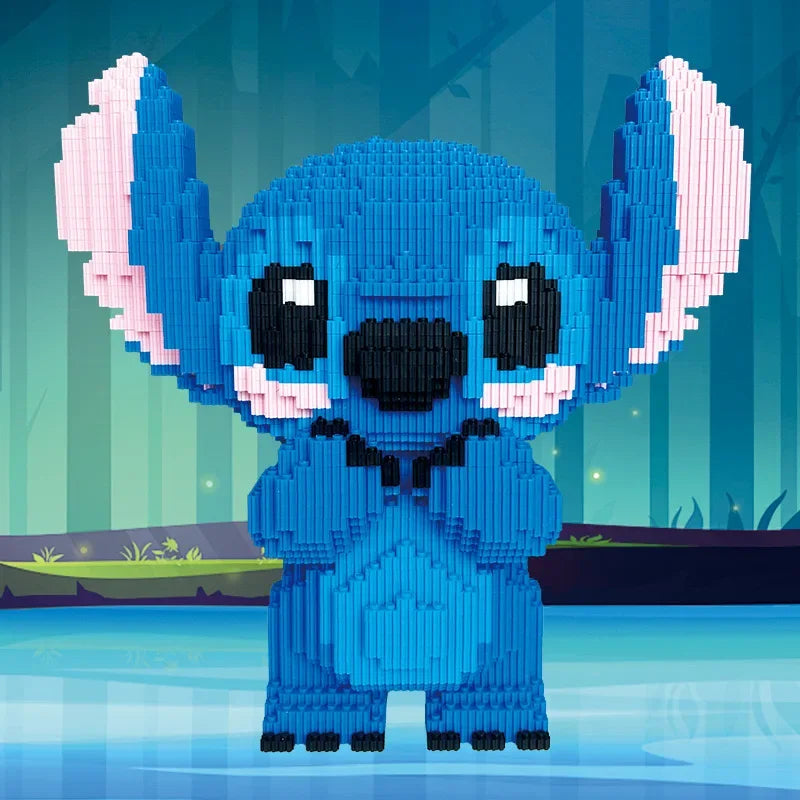21CM Cute Stitch Building Block Toys Small Particle Bricks DIY 3D Model Assembly Children's Building Block Toys Birthday Gift