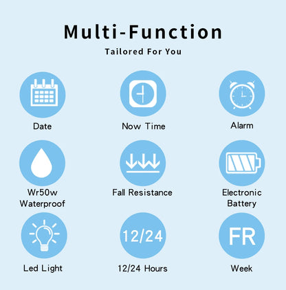 Outdoor Sport Watch Men Alarm Chrono Clock 5Bar Waterproof Military Watches LED Display Shock Digital Watch Thin Design