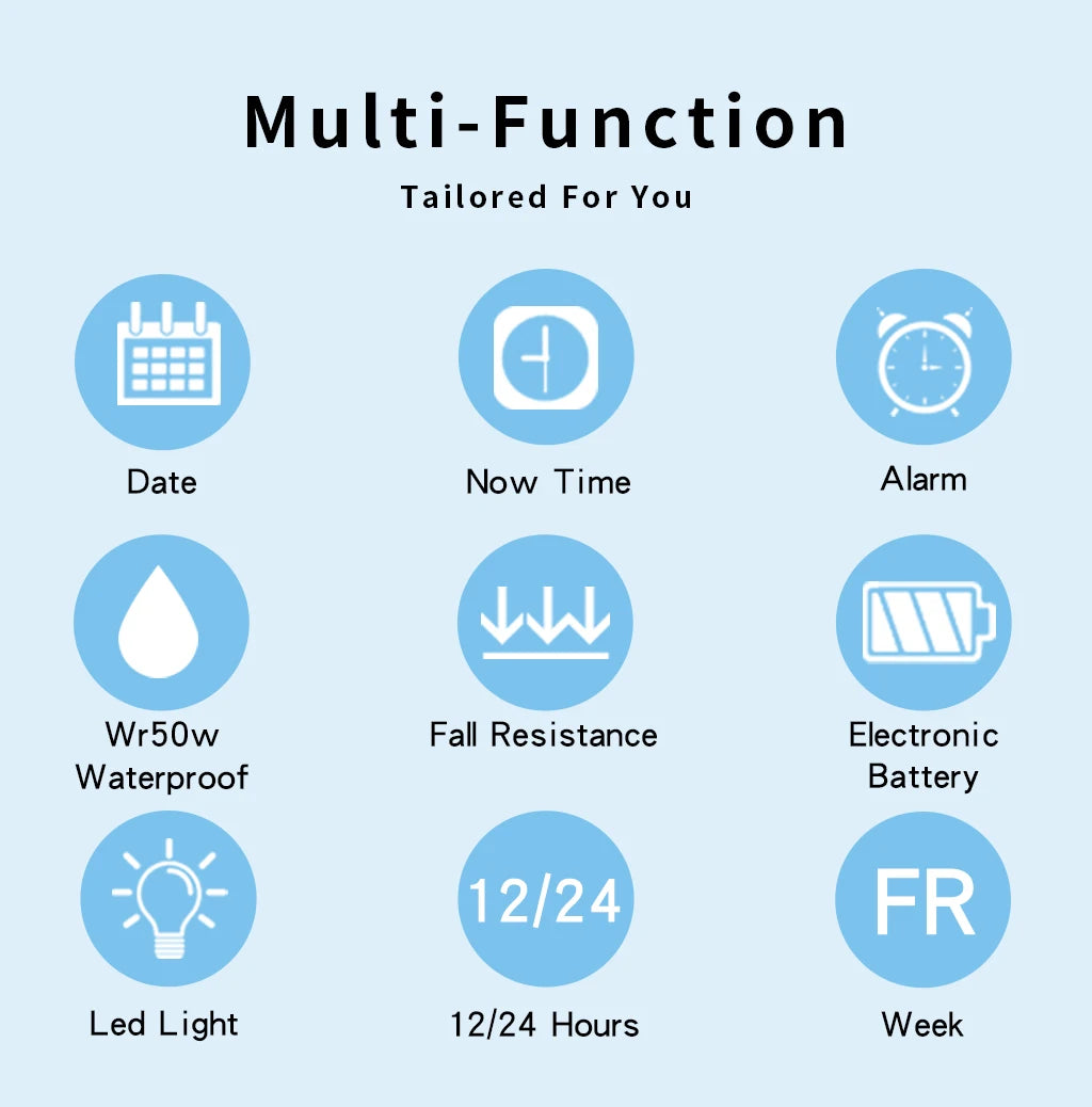 Outdoor Sport Watch Men Alarm Chrono Clock 5Bar Waterproof Military Watches LED Display Shock Digital Watch Thin Design