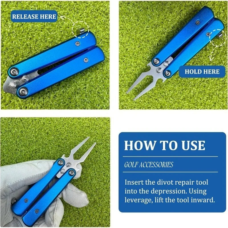 Golf Alloy Forks - Golf Divot Repair Tool, 2025 Metal Golf Alloy Fork, Butterfly Design, Golf Course Accessory