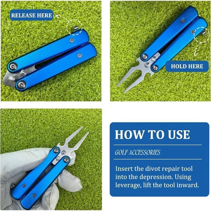 Golf Alloy Forks - Golf Divot Repair Tool, 2025 Metal Golf Alloy Fork, Butterfly Design, Golf Course Accessory