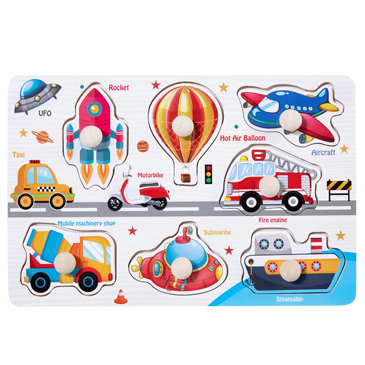 1pc Wooden Jigsaw Puzzle Kids Montessori Games Educational Toys for Children Animal Fruits Shapes Hand Grasp Board Wood Puzzles