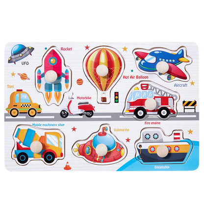 1pc Wooden Jigsaw Puzzle Kids Montessori Games Educational Toys for Children Animal Fruits Shapes Hand Grasp Board Wood Puzzles