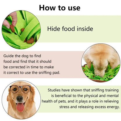 Pet Snuffle Mat for Dogs, Interactive Feed Game for Boredom, Encourages Natural Foraging Skills for Cats Dogs Bowl Travel Use