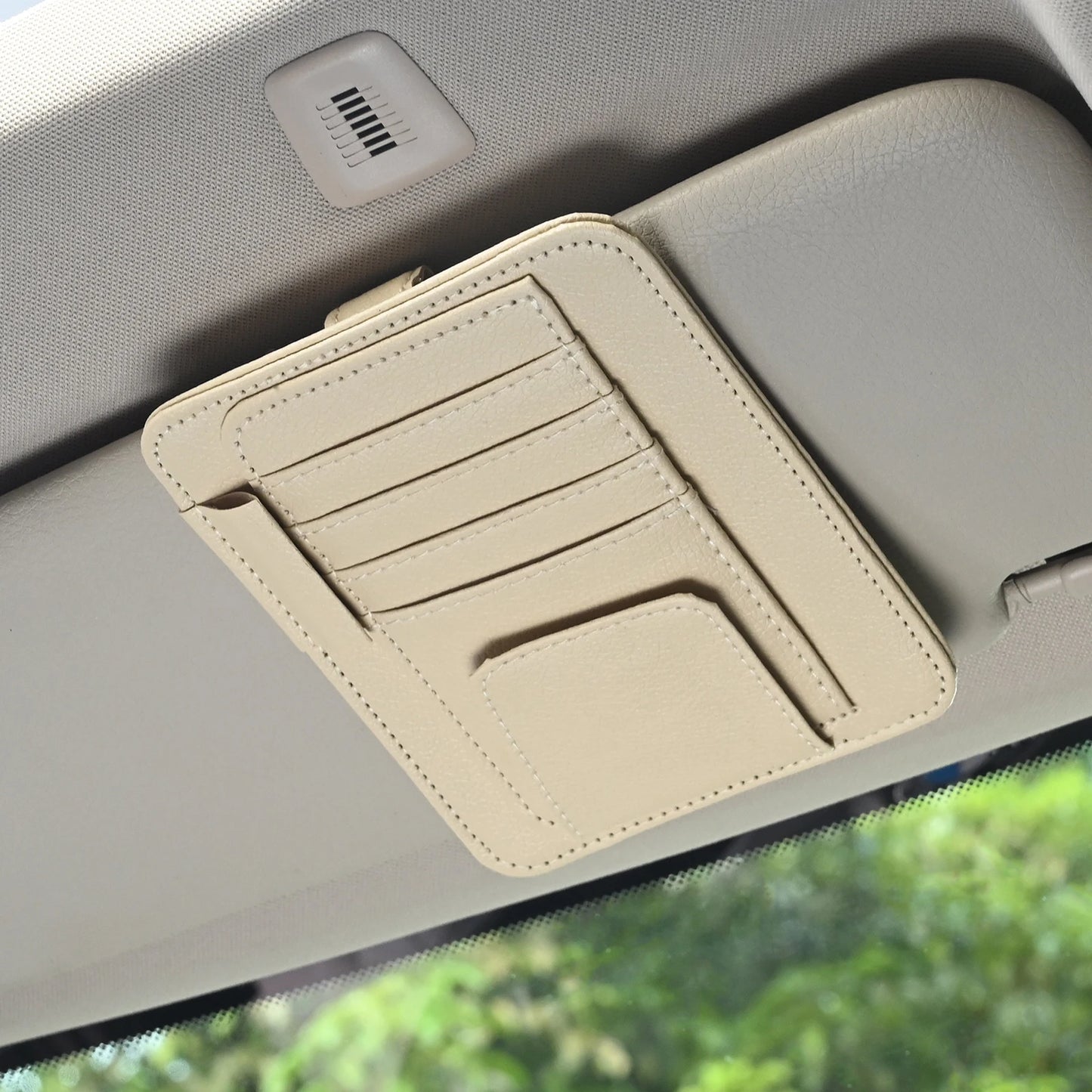 JFBONIN Car Sun Visor Organizer Multi-Pocket Business Card Storage Management Sunglasses Holder Visor Accessories Auto Interior