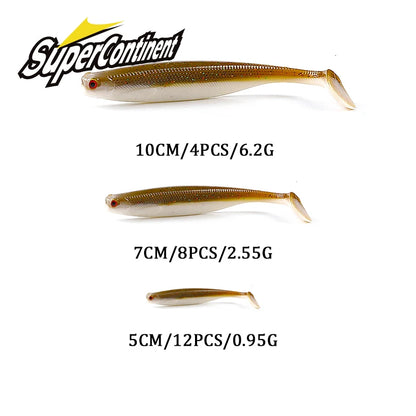NEW Supercontinent ShadTeez T-tail 50mm 70mm 100mm Pike Zander Predator Fishing 3D Eyes Soft Lure Fishing Lures