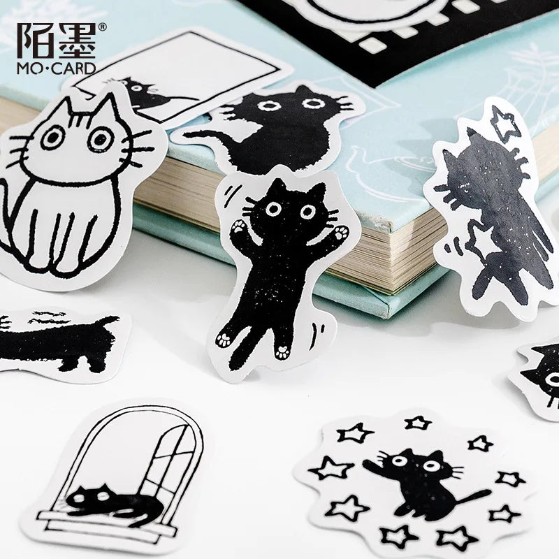45Stickers / Box Kitten Notebook Boxed Stickers Cartoon Cute Decorative Photo Album Diy Stickers Growth Manual