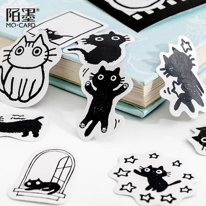 45Stickers / Box Kitten Notebook Boxed Stickers Cartoon Cute Decorative Photo Album Diy Stickers Growth Manual