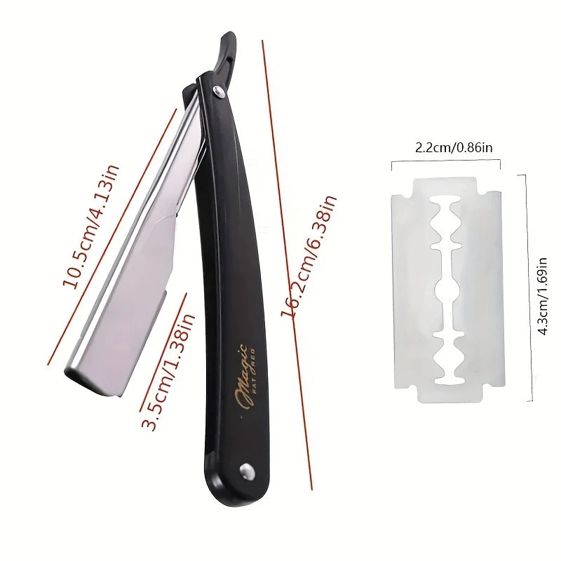 Manual Shaver for Men Barbershop Razor Stainless Steel Shank Is Easy To Use Safety Razor 1Pcs Shaving Razor with 10pcs Blades