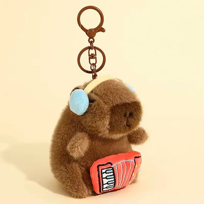 Kawaii Plush Capybara Keychain Pendant Music Band Cartoon Capybara Plush Toy Capybara Plush Doll for Backpacks Accessory Getaway