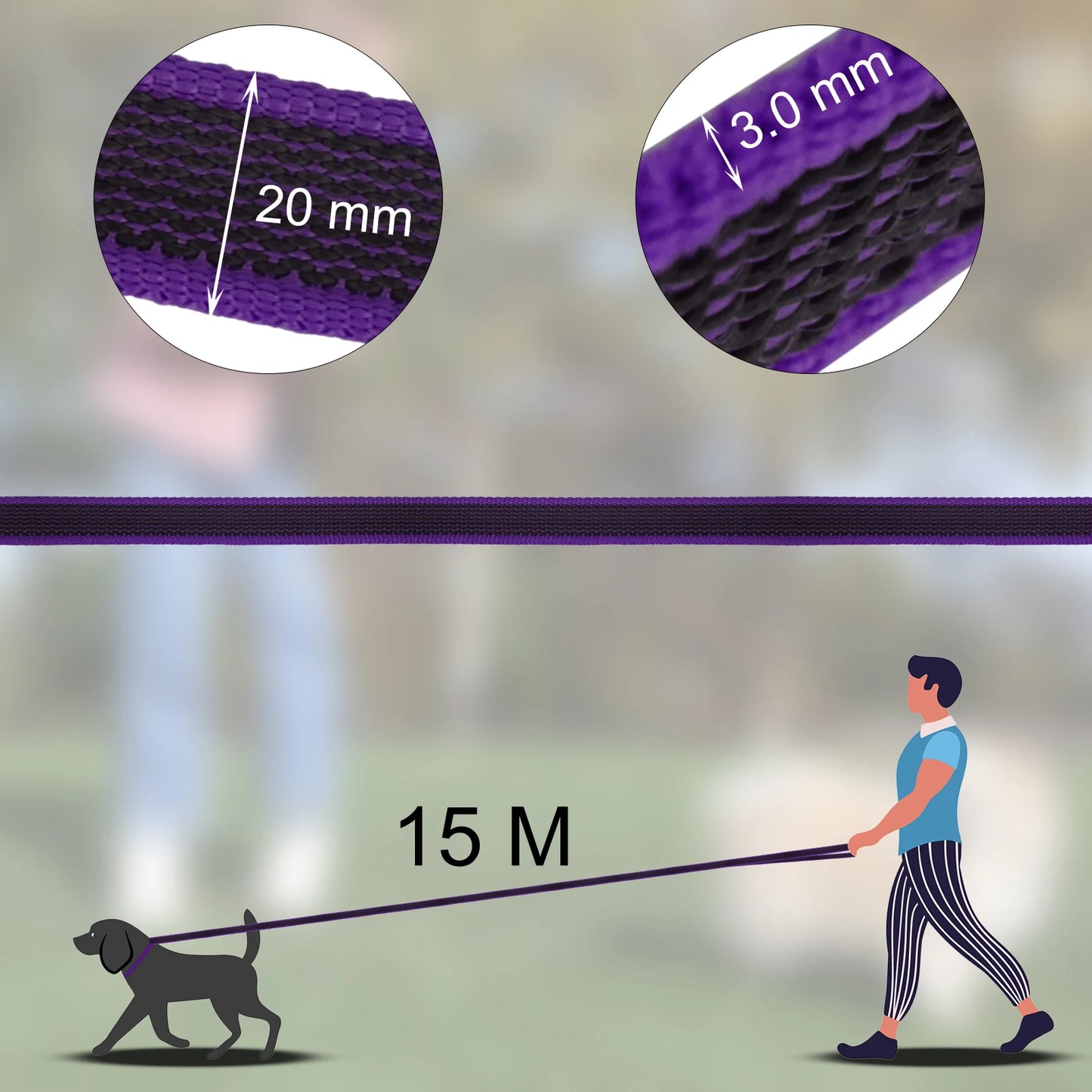 1.5M/2M/5M/3M/15M Medium small Long Dog Leash Latex Silk Easy and Convenient Training Big Dual color dog leash 10 meters