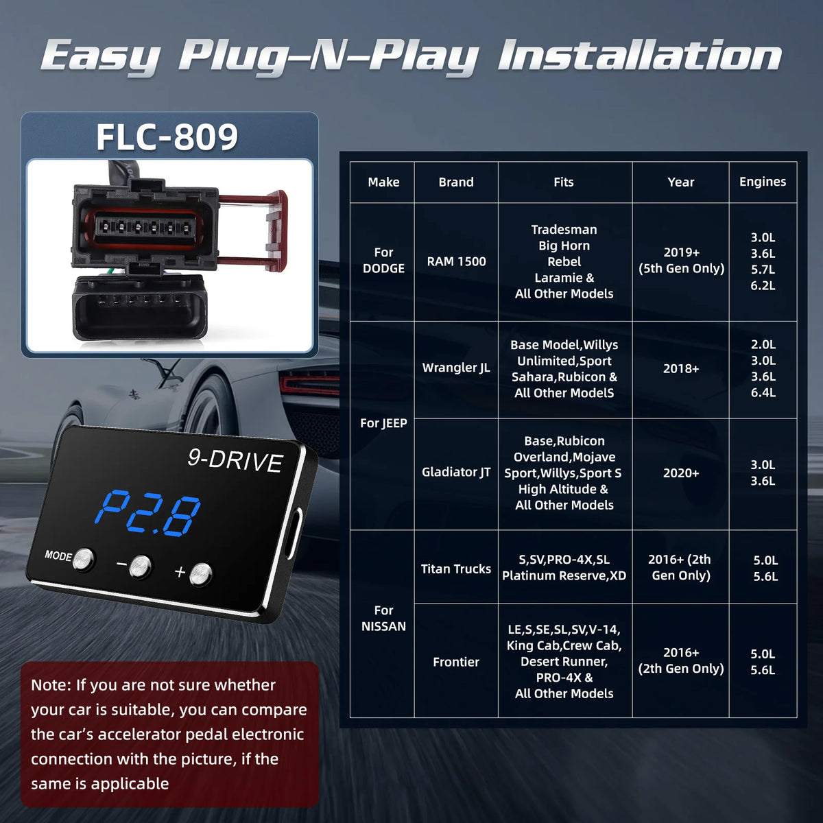 Racing Power Accelerator Controller Plug Play 9-Drives Electronics Throttle Controller Car Pedal Booster Tuning Parts Accessory