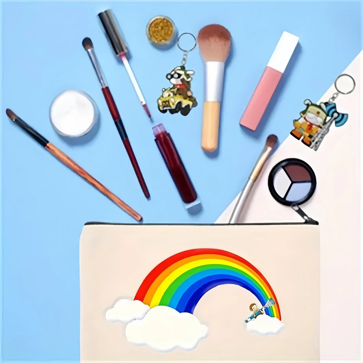 5pcs Blank Canvas Zipper Pouch Bulk, Makeup Bag Pencil Case For Cosmetic & DIY Crafts, Independence Day