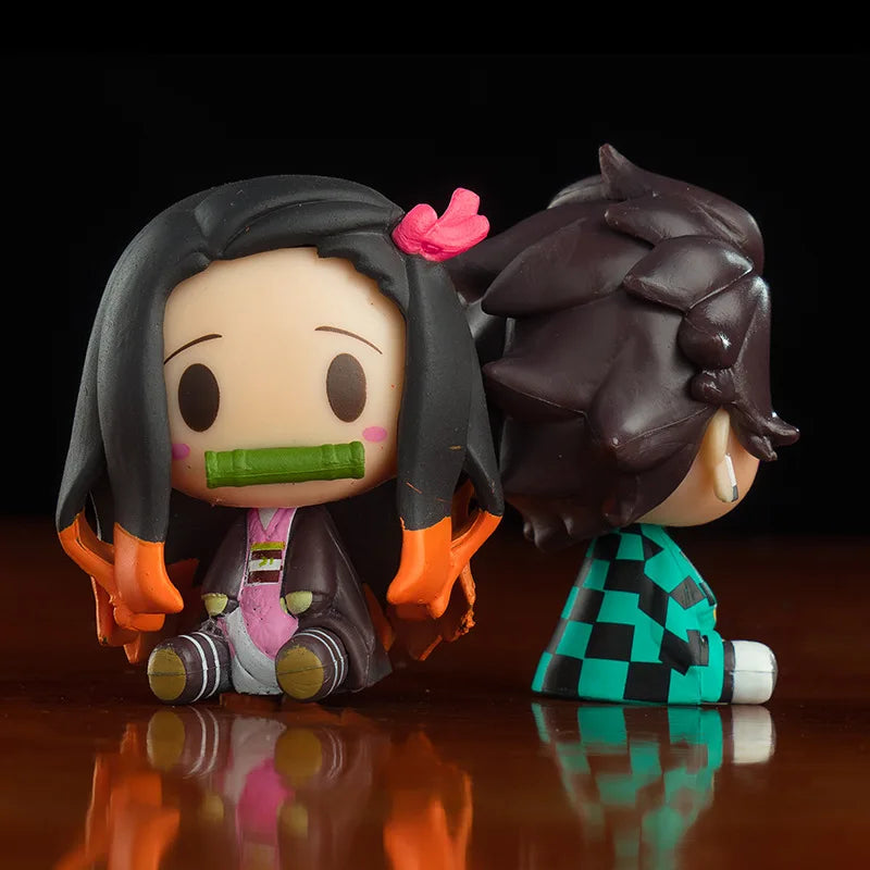 4Pcs/Set Demon Slayer Kamado Tanjirou Nezuko Agatsuma Zenitsu Action Figure Cute Anime Model PVC Statue Collectible Toys Gifts