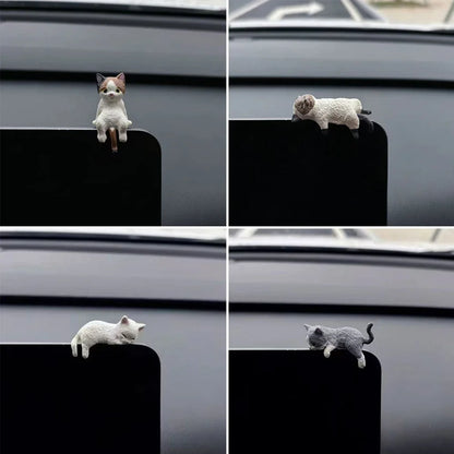 Funny Sleeping Cats Car Center Console PVC Ornaments Navigator Screen Rearview Sleeping Kitten Ornaments Decoration Car Figurine