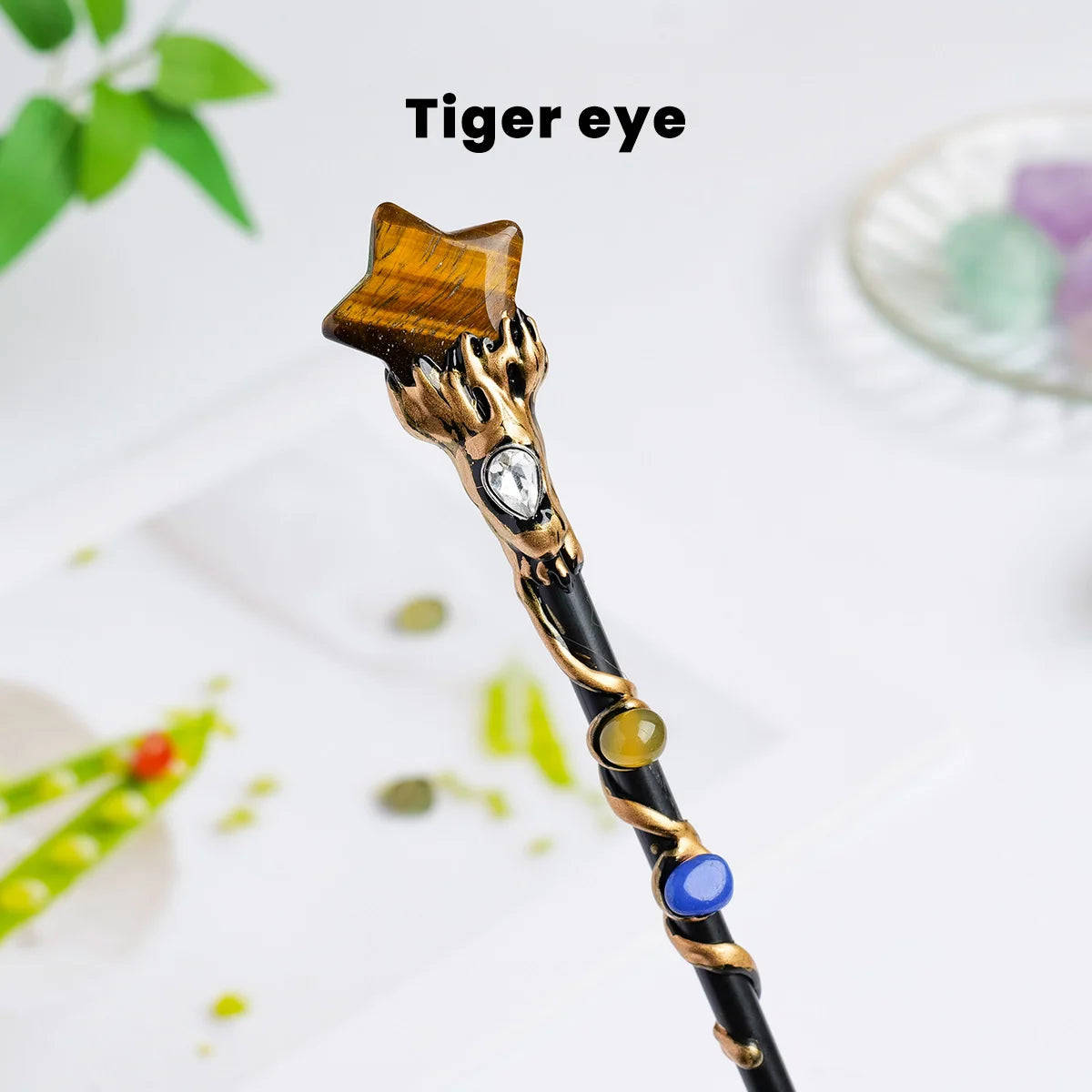 1PC Amethyst Rolling Stone Magic Scepter Natural Stones Fairy Lucky Tumble Stone Gem Scepter Decorative Fairy Magic Stick