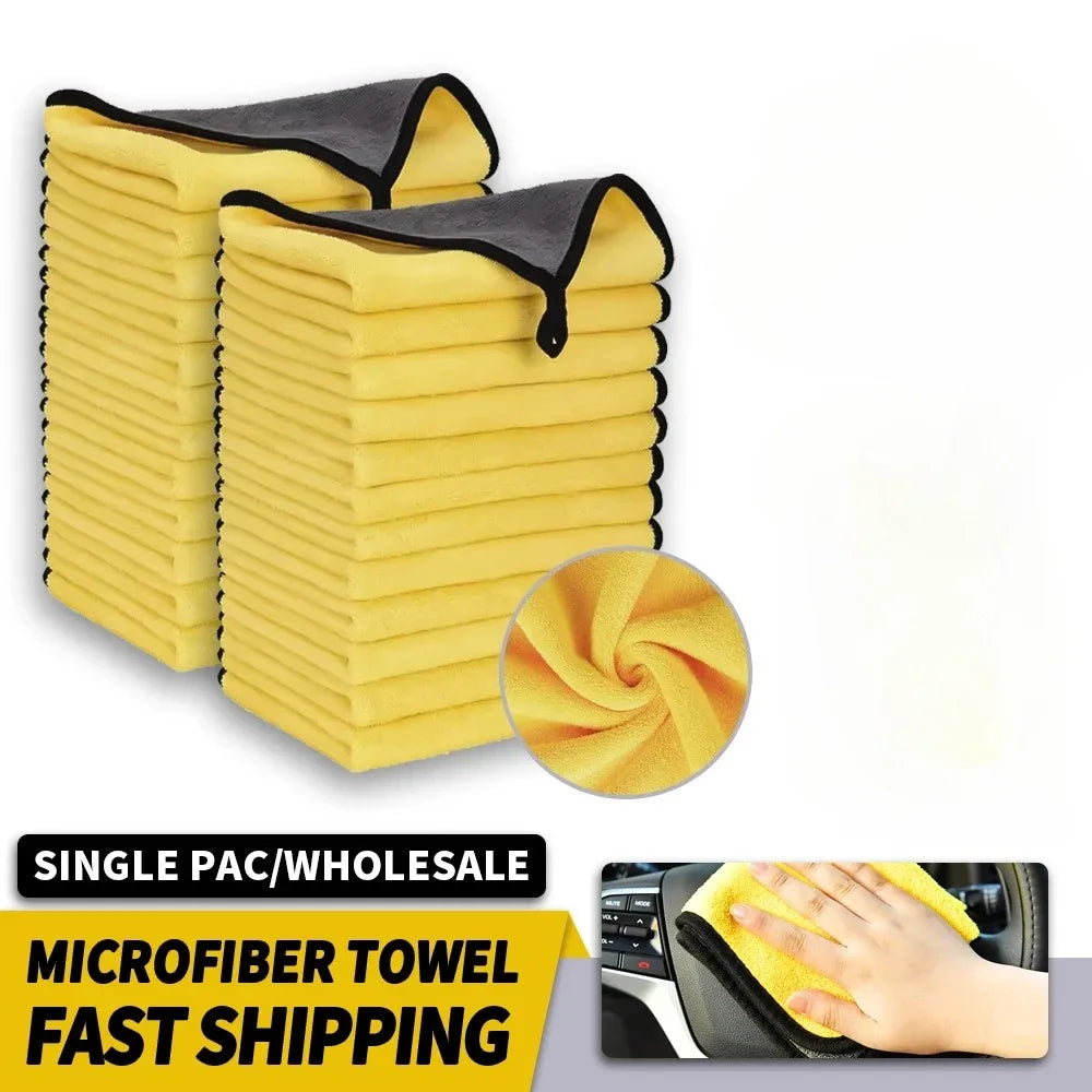 1/2/3/6/10pcs 30X60cm Microfiber Car Cleaning Towels Soft Quick Drying for Windows Mirrors Wiping Rags Double Layer Wash Cloth