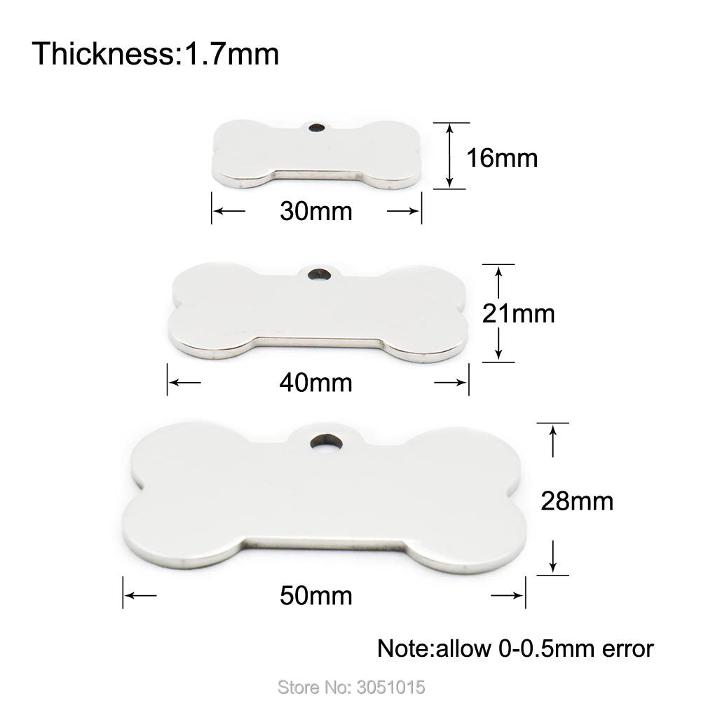 20pcs cat dog ID tag dog Personalized Stainless steel Collar bone pet Charm Pet name pendant Bone Necklace Collar Puppy plate