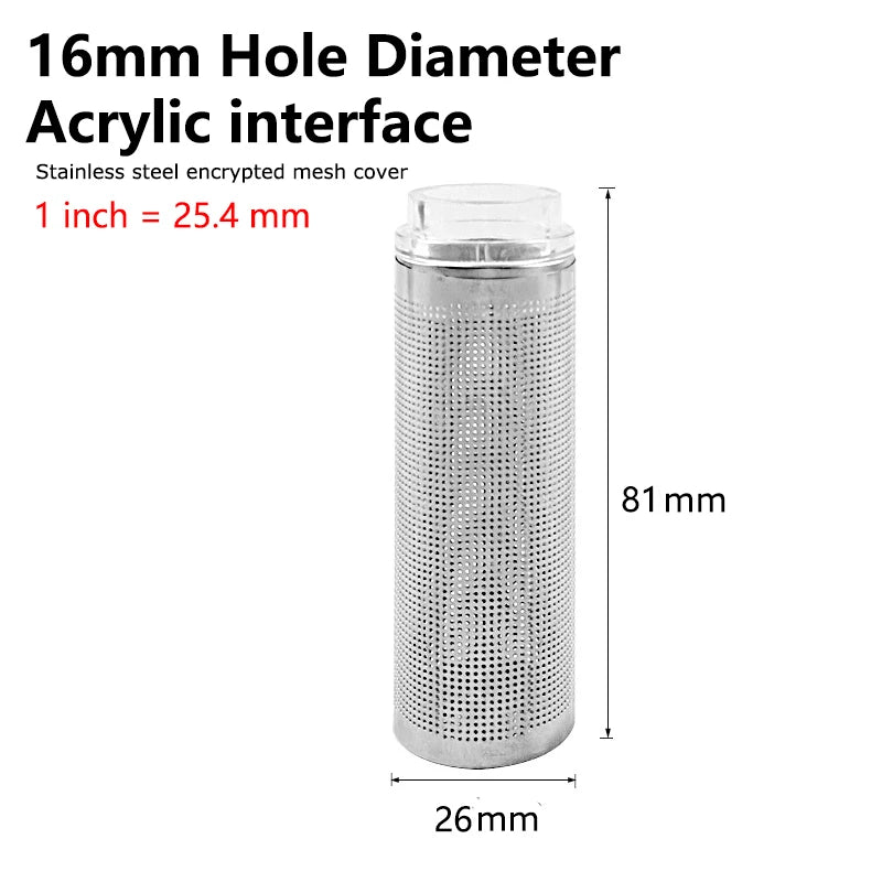 12/16mm Aquarium Inflow Inlet Filter Stainless Steel Mesh Net Guard Fish Tank Filter Accessories Intake Strainer Prefilter Cover