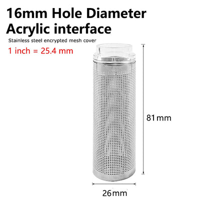 12/16mm Aquarium Inflow Inlet Filter Stainless Steel Mesh Net Guard Fish Tank Filter Accessories Intake Strainer Prefilter Cover