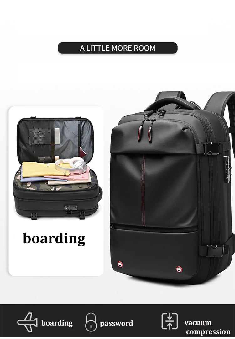 Travel Men 17 Inch Laptop Backpack Vacuum Compression Backpack Business Large Capacity School Backpack Expand Outdoor Backpack