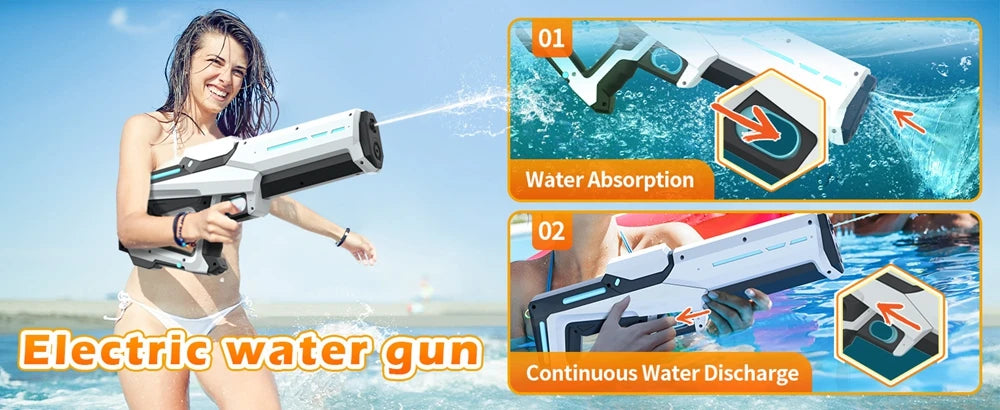 Electric Water Gun Toy for Adults Powerful Automatic Suction Water Blaster Summer Gift Beach Pool Garden Game Outdoor Fun Toy