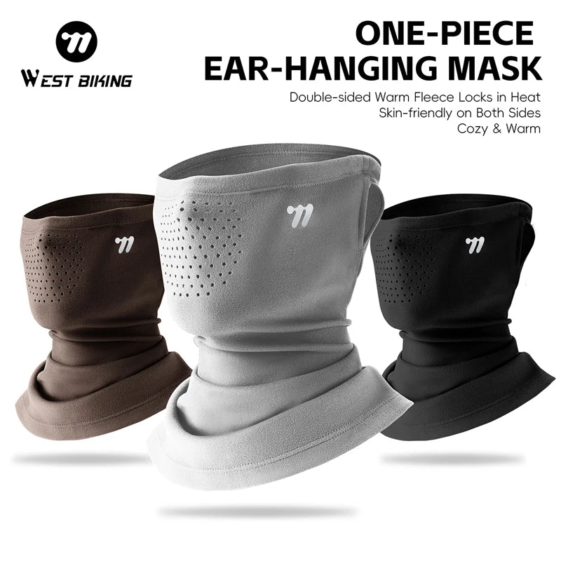 WEST BIKING Thermal Cycling Mask Winter Windproof Breathable Ear-hanging Mask Skiing Climbing Scarf Warm Balaclava Sports Gear