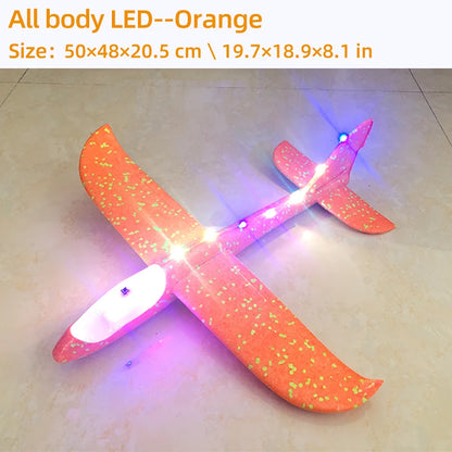 50/33CM Big Foam Plane Glider Hand Throw Airplane LED Inertial EPP Bubble Planes Outdoor Launch Kids Toys for Children Boys Gift