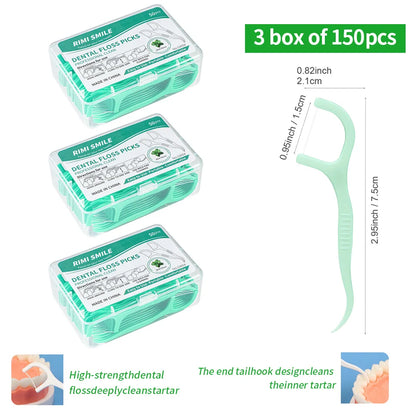 50/100/150/300/600pcs - Refreshing Mint Floss Stick - Clean and Cleanse Between Teeth with One Piece