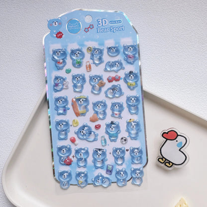 NEKONI Cute Animals Seal Bear Penguin 3D Stickers Scrapbooking DIY Journaling Stationery Diary Cute Stickers School Supply