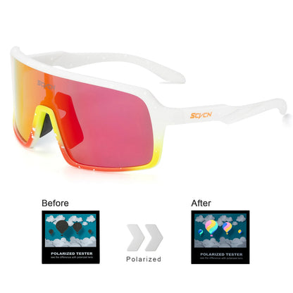SCVCN Polarized Cycling Sunglasses Mtb Sports UV400 Photochormic Glasses Goggles Bicycle Bike Glasses Men Women Cycling Eyewear