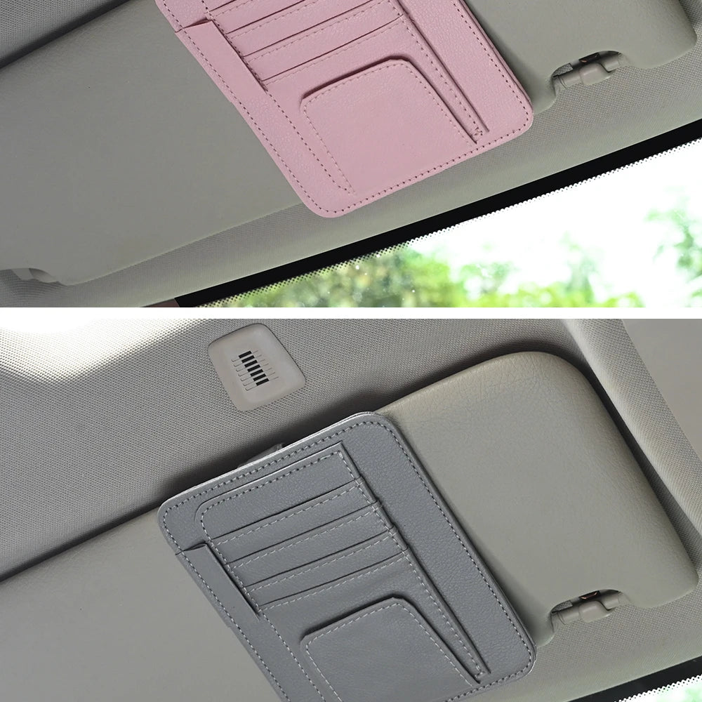 JFBONIN Car Sun Visor Organizer Multi-Pocket Business Card Storage Management Sunglasses Holder Visor Accessories Auto Interior