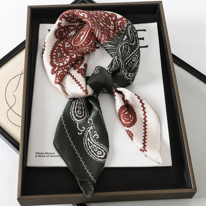 2025 New Fashion Luxury Printed Square Shawl Women 70x70cm Pashmina Silk Scarf Neck Headband Bandana