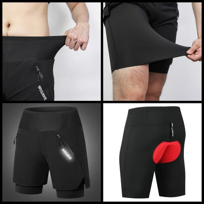 WOSAWE MTB Shorts Summer Men Cycling Shorts 2 in 1 Mountain Bike Padded Shorts Double Layer Downhill Bike Quick Dry Short Pants
