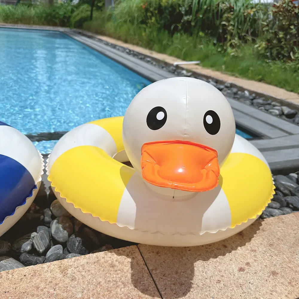 Striped Duck Baby Inflatable Toys Cartoon PVC Thickened Swimming Ring Summer Pool Beach Inflatable Floating Water Toys