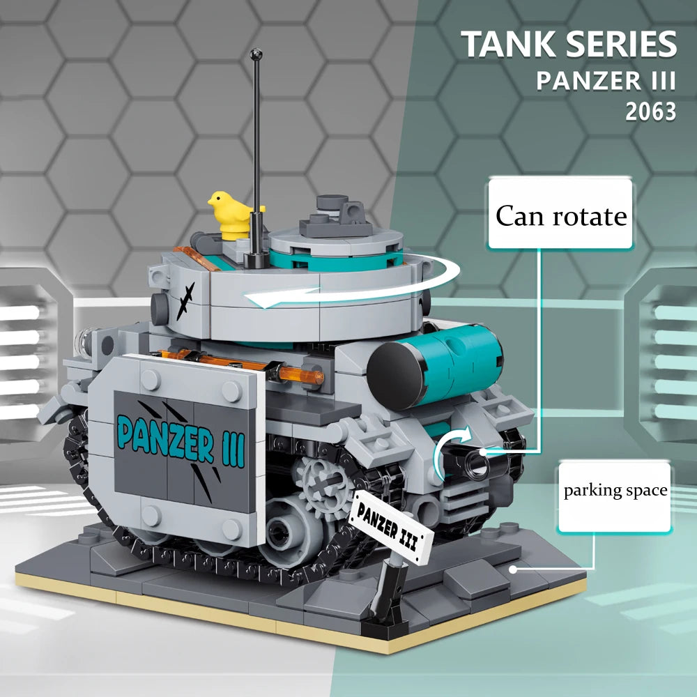 KNEW BUILT Mini Tank Building Blocks Kid Learning Toys Educational Bricks Military Model Construction Set for Children Gift