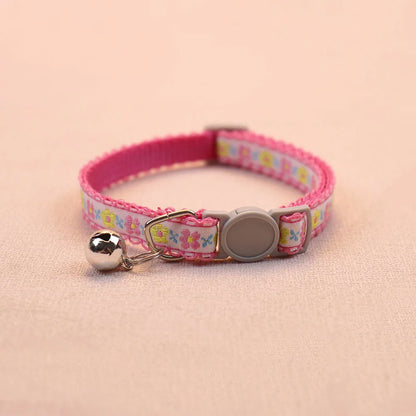 Hand Knitting Flower Pet Collar With Bell Colorful Retro Style Cat Collar Adjustable Safety Necklace For Puppy Cat Accessories