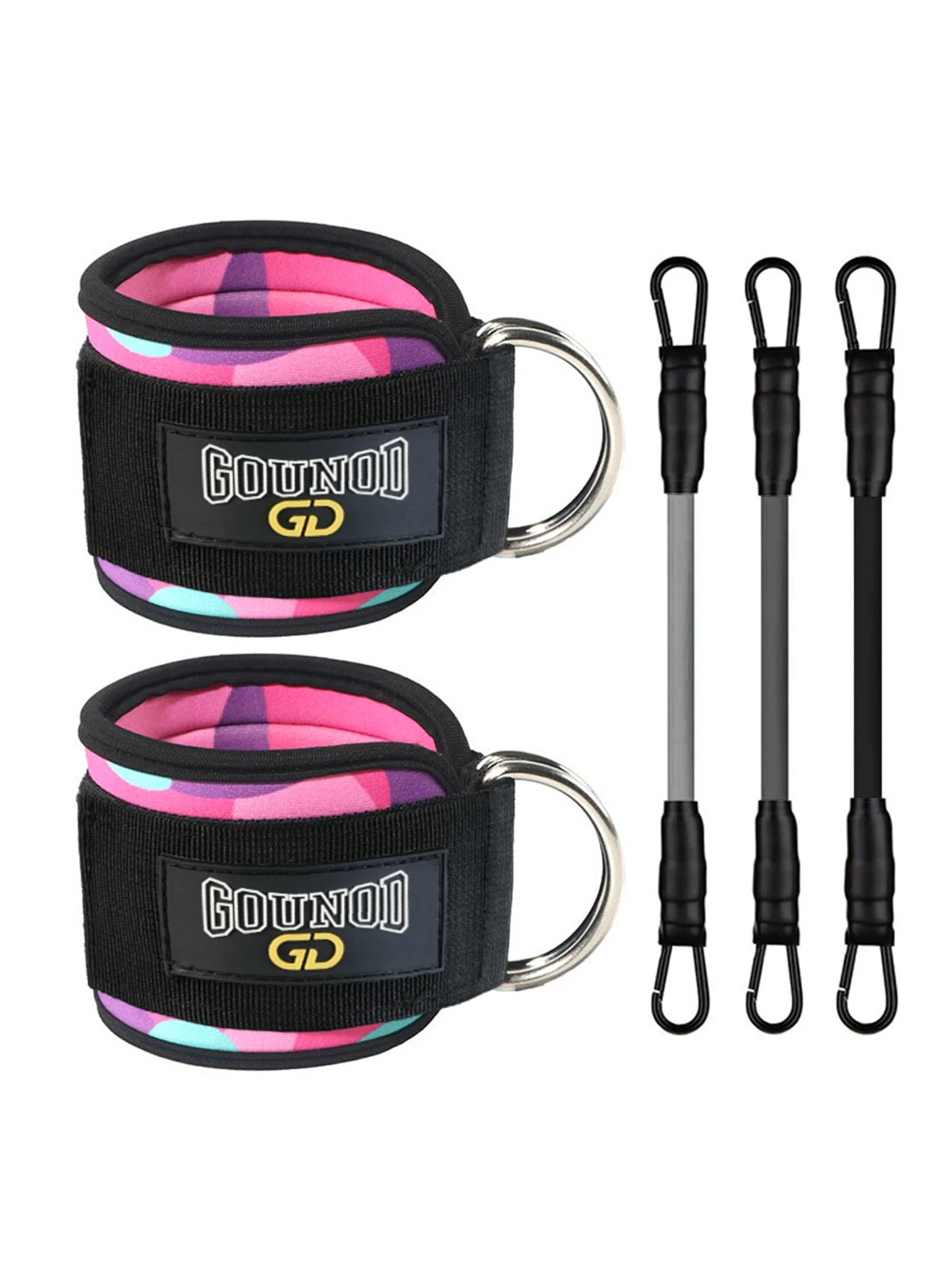 2pc/3pc GOUNOD Fitness Ankle Straps Adjustable D-Ring Support Cuffs Gym Leg Strength Workouts Pulley With Buckle Sports Guard
