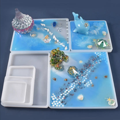 Round Square Rectangle Heart Coaster Silicone Mold Epoxy Resin Mold for DIY Jewelry Storage Base Making Cup Tray Home Decoration