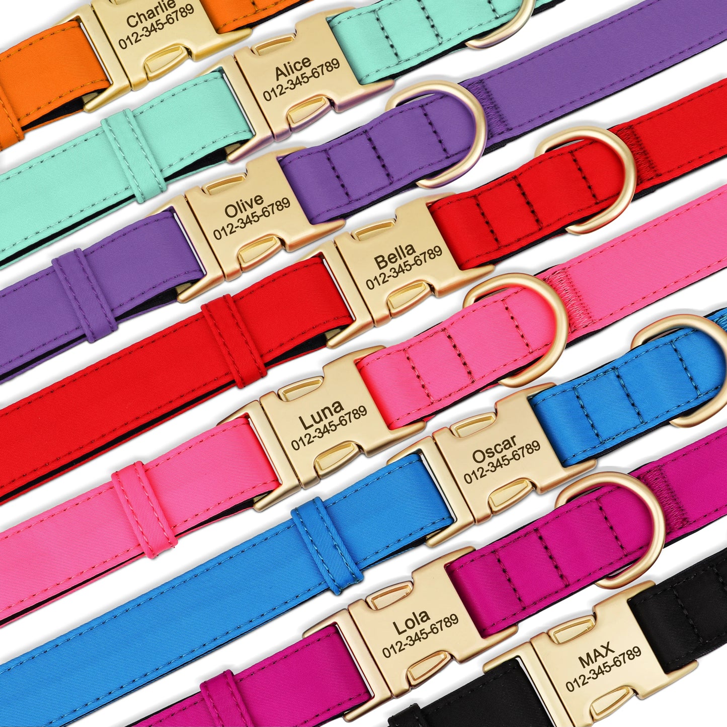 8 Colors Nylon Dog Collar Personalized Dog Collars Colorful Custom Pet ID Collars Necklace Breathable for Small Medium Dogs Pug