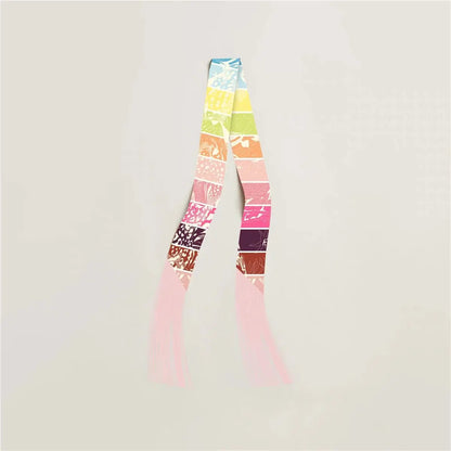130x5cm Tassel Cashew Print Scarf Women's All-season Twill Silk Decorative Ribbon Multi-purpose Bag Hair Tie Belt Scarf