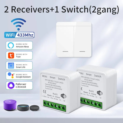 Wifi Smart Switch for Led Lighting Tuya Smart Life RF 433MHz Remote Voice Control Alexa Google Alice 1/2/3 Gang Wireless Switch