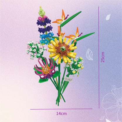 KNEW BUILT Flower Bouquet 3D Model Toy Mini Build Blocks for Girl Plant Potted Assemble Brick Decoration Holiday Girlfriend Gift