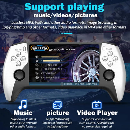 Multifunctional 5 Inch IPS HD Retro Handheld Game Console SF3500 Support Multi-System with FHD Port& Dual Core,256GB Expandable