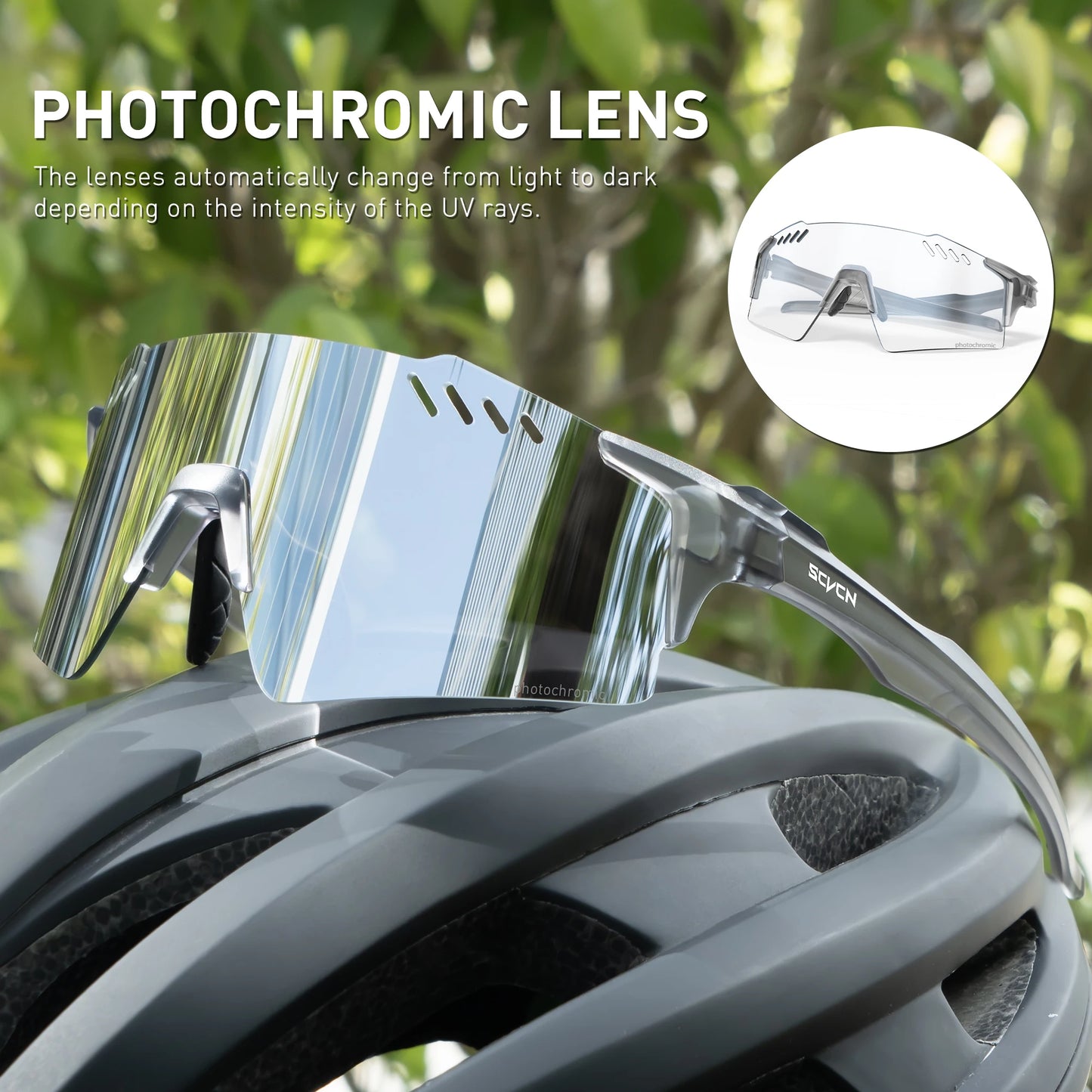 SCVCN Red Photochromic Sunglasses Cycling Glasses Sports for Men Mountain Bike Road Bicycle Eyewear Fashion Goggles MTB UV400