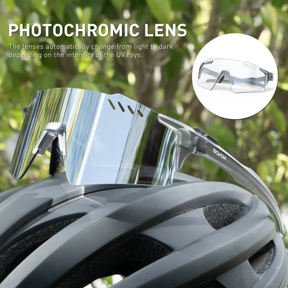 SCVCN Red Photochromic Sunglasses Cycling Glasses Sports for Men Mountain Bike Road Bicycle Eyewear Fashion Goggles MTB UV400