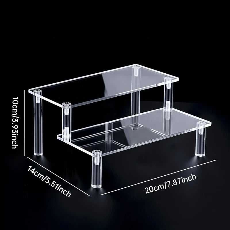 1-5 Tier Acrylic Display Stand Perfume Doll Clay Figurine Blind Box Storage Rack Transparent Ladder Makeup Organization W-2