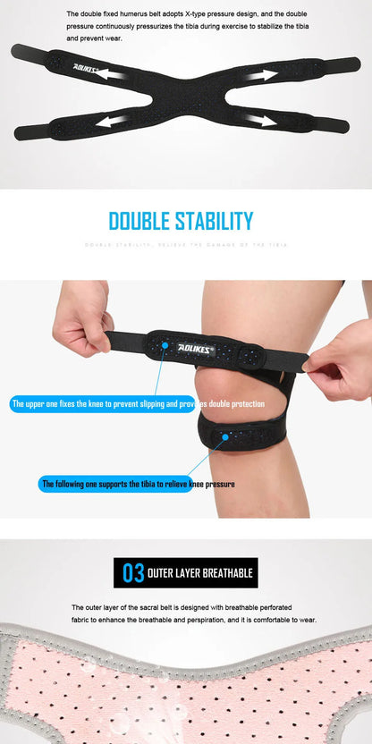 AOLIKES 1PCS Pressurized Knee Wrap Sleeve Support Bandage Pad Elastic Braces Knee Hole Kneepad Safety Basketball Tennis Cycling