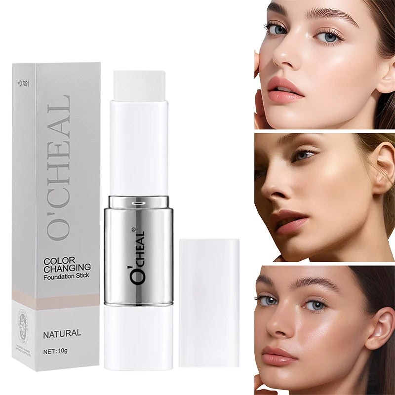 O'CHEAL Temperature Changing Foundation Stick Facial Coverage Blemishes Pores Double-Headed Face Matte Makeup Foundation Cream