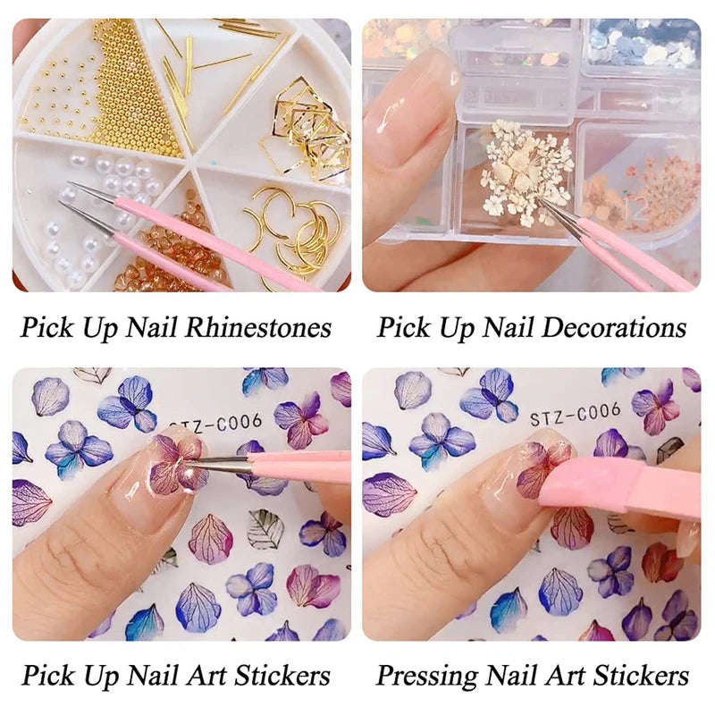 Manicure Multi-function Tweezers Multi-purpose Clip Picking Tool Silicone Head Press Stick Sticker NailArt Clamp Diamond Tweezer